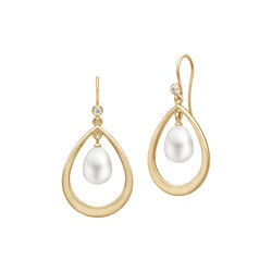 Afrodite Droplet Earrings, gold/white pearl, Julie Sandlau