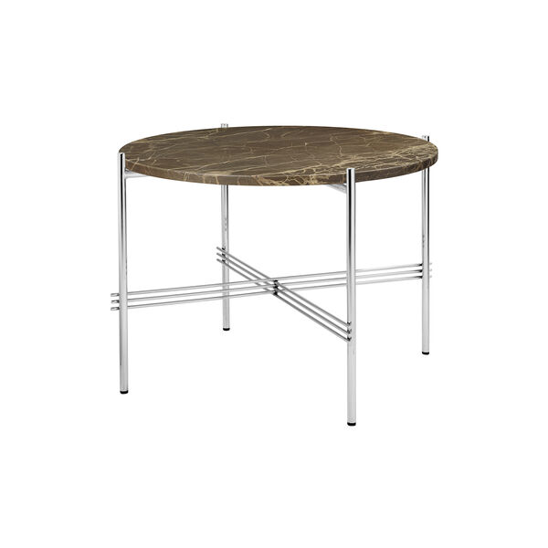 TS Coffee Table &Oslash;55, brown emperador marble/steel, GUBI
