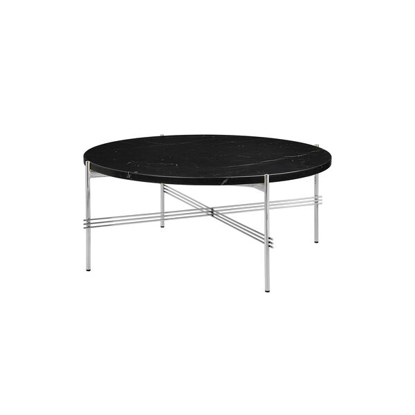 TS Coffee Table &Oslash;80, black marquina marble/steel, GUBI