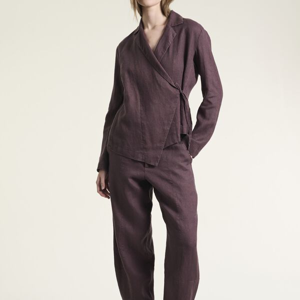 Lazy linen asymmetrisk jacka, raisin, BITTE KAI RAND