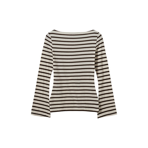 CECESW BOAT-NECK LONG-SLEEVE T-SHIRT, brown striped, Sofie Schnoor