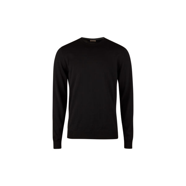 Sweater Knitted Crew Neck With Patch Merino Wool, black pattern Sweater Knitted Crew Neck With Patch Merino Wool, black pattern, Stenströms