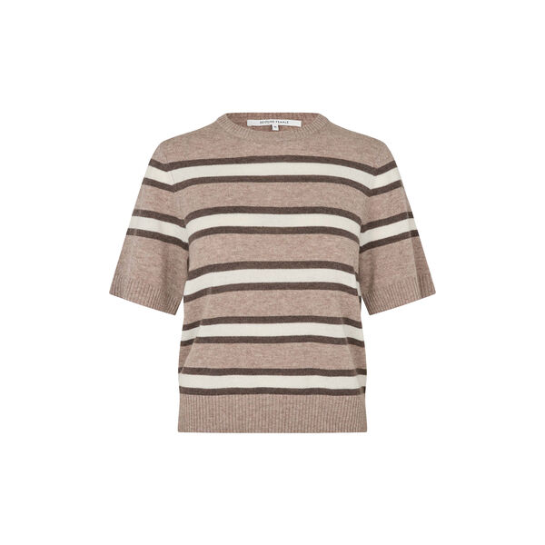 Vilna Knit SS O-Neck, light beige melange, Second Female