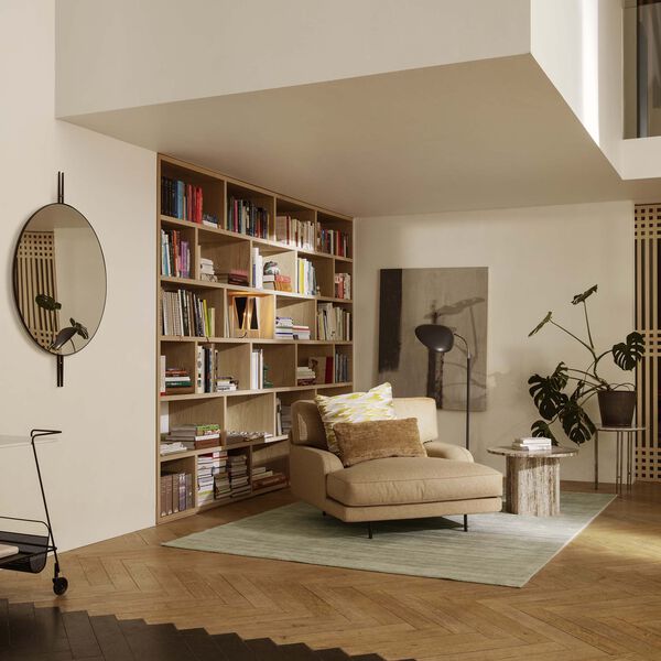 IOI Wall Mirror, black semi matt/brass sphere, GUBI