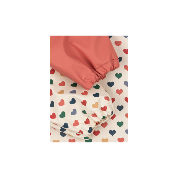 2 Pack Dinner Bib With Sleeves, coeur colore/faded rose, Konges Sl&oslash;jd