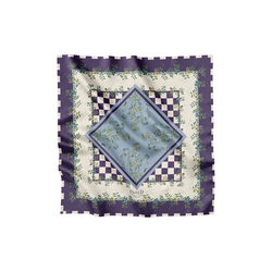 Purple Flower Dot Checker sidenscarf, Flora Danica Denmark