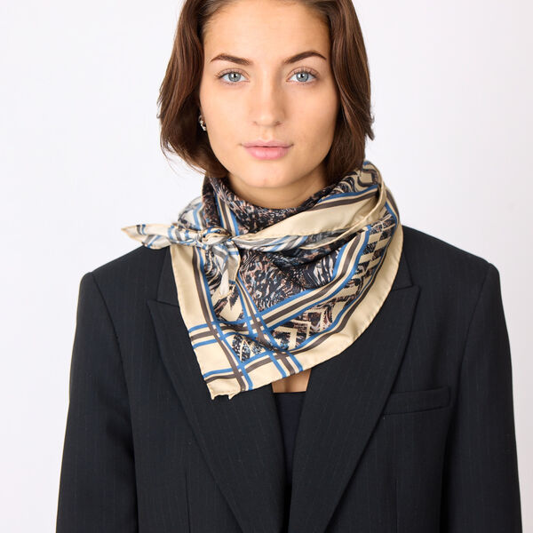 WILDLIFE scarf, brown/blue, Bella Ballou