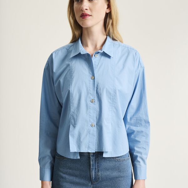 Core cotton skjorta med veck, lake blue, BITTE KAI RAND