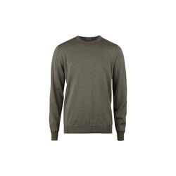 Sweater Knitted Crew Neck With Patch Merino Wool, green, Stenströms