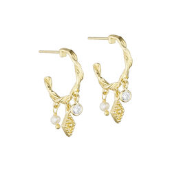 Hailey hoop&ouml;rh&auml;ngen med diamantformade h&auml;ngsmycken, f&ouml;rgyllda, Pure by Nat