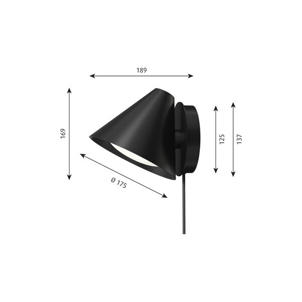 Keglen vägglampa, svart Keglen vägglampa, svart, Louis Poulsen