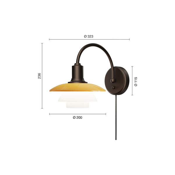 PH 2/2 Wall Lamp Centenary Edition, amber/opal white, Louis Poulsen