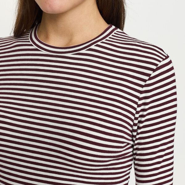 SRFenja Stripe O neck Top, vinyard wine, Soft Rebels