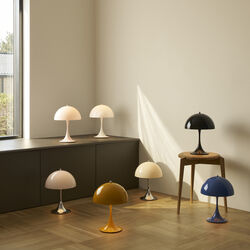 Panthella 250 Portable Table Lamp, chrome opal blue grey Panthella 250 Portable Table Lamp, chrome opal blue grey, Louis Poulsen