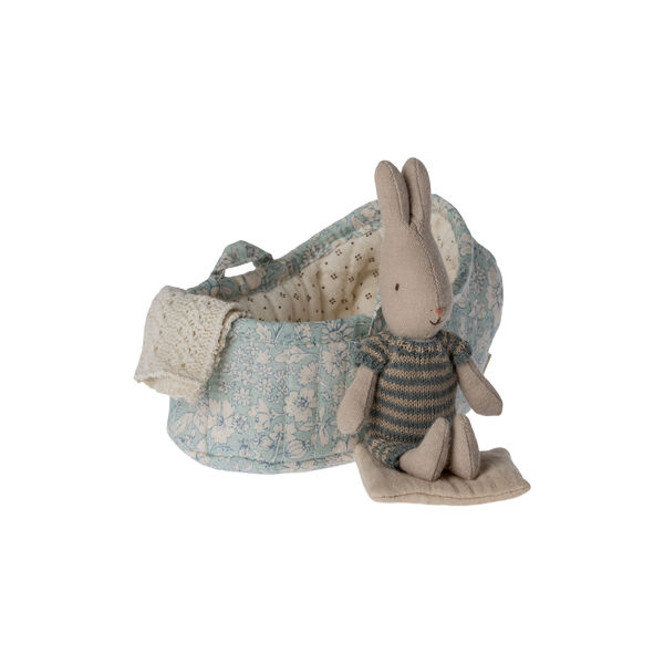 Bunny in Carry Cot, blue, Maileg