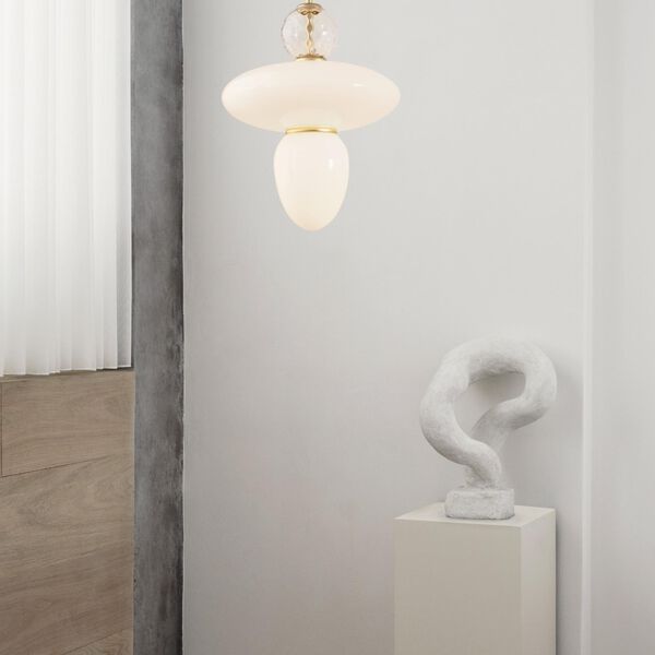 Rizzatto 43 Pendant, satin brass/opal, Nuura