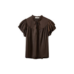 LALILASW FRILL TOP, intense brown, Sofie Schnoor