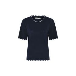 Basisk viskosstickning med kant, navy, Micha
