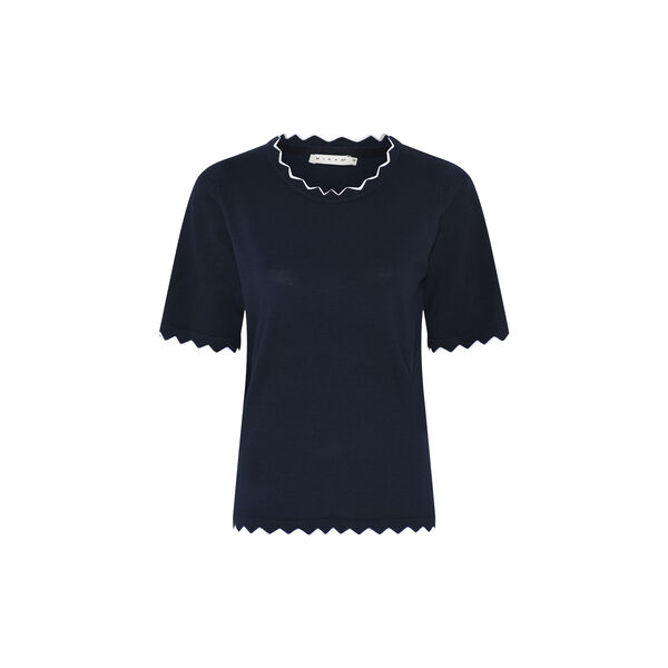 Basisk viskosstickning med kant, navy, Micha