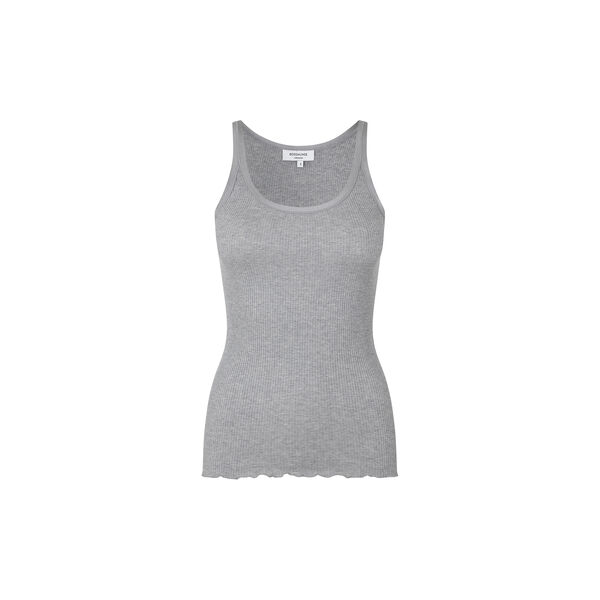 Silk Top w/ Elastic Band, light grey melange, Rosemunde