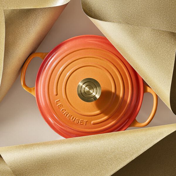 Rund gjutj&auml;rn Jubileumsgryta &Oslash; 24 cm, flamme dor&eacute;e, Le Creuset