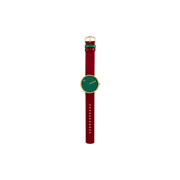 PICTO armbandsur, dusty green/matt gold/ruby red, Picto