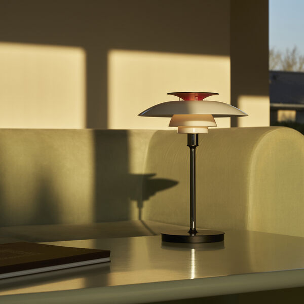 PH 80 Portabel lampa, opal white/high lustre chrome plated, Louis Poulsen