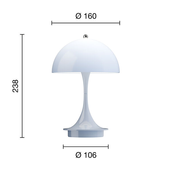 Panthella 160 Portable Table Lamp, opal pale blue, Louis Poulsen