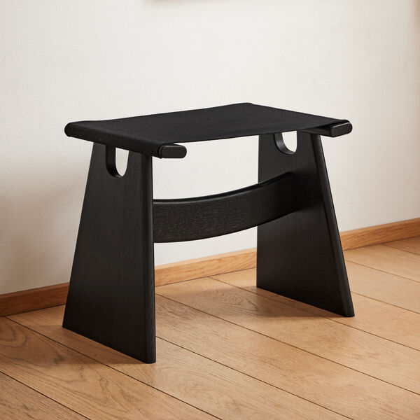 Seto Stool, black lacquered oak/black, Fredericia Furniture