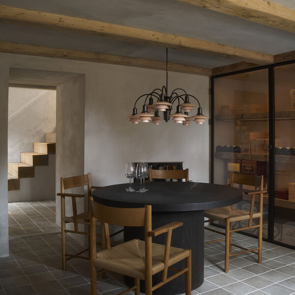 PH 1/1 Chandelier Centenary Edition 9-Armed, aged brass/dusty terracotta, Louis Poulsen