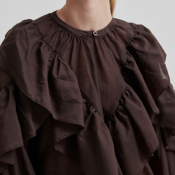 Fria Frill Blouse, chocolate plum Fria Frill Blouse, chocolate plum, Second Female