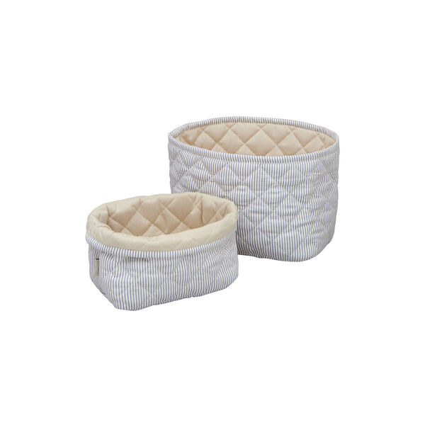 Quiltad förvaringskorg 2-pack, classic stripes blue/praline, Cam Cam Copenhagen