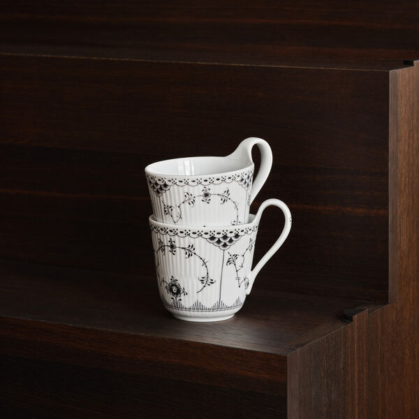 Black Fluted Half Lace High Handle Cup 33 cl, Royal Copenhagen