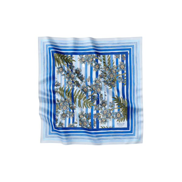 Royal Blue Striped sidenscarf, Flora Danica Denmark