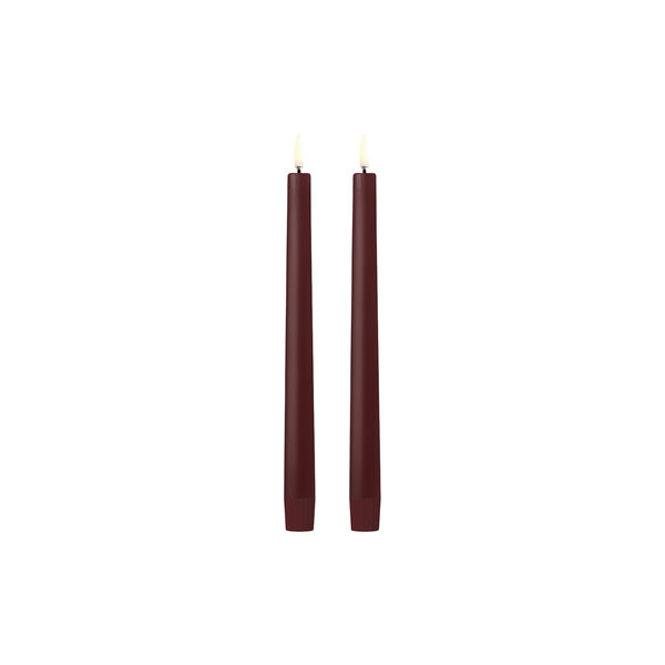 LED Smooth taper candle 2 pcs | H 25 | Wine red, Uyuni Lighting