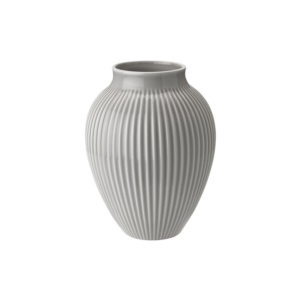 Knabstrup Vase with Grooves, grey, Knabstrup Keramik