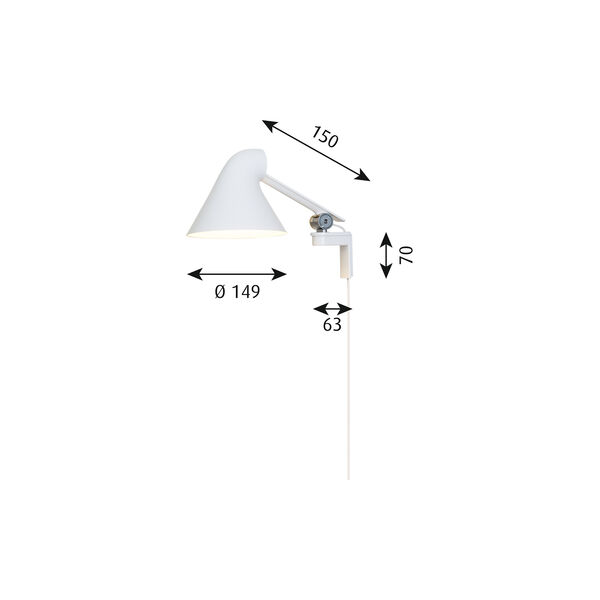 NJP v&auml;gglampa, vit, Louis Poulsen