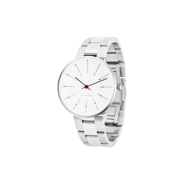 Bankers armbandsur, white/steel/steel, Arne Jacobsen Watches