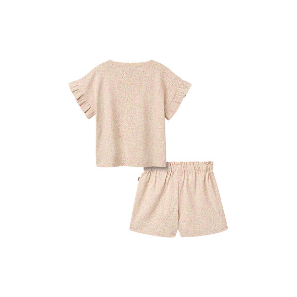 Set T-shirt & Shorts Ally, coral flowers, Wheat