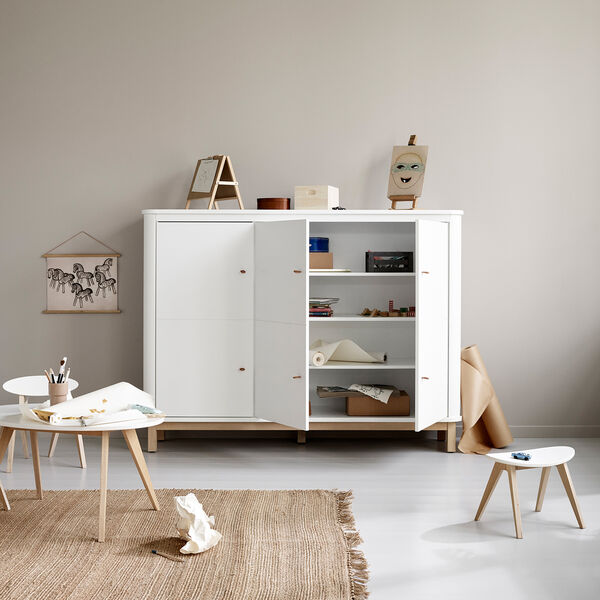 Wood Multi Cupboard 3 Doors, white/oak, Oliver Furniture