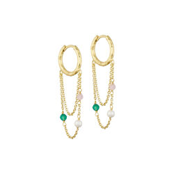 Cammi hoops w. chains, multi coloured stones, Pure by Nat