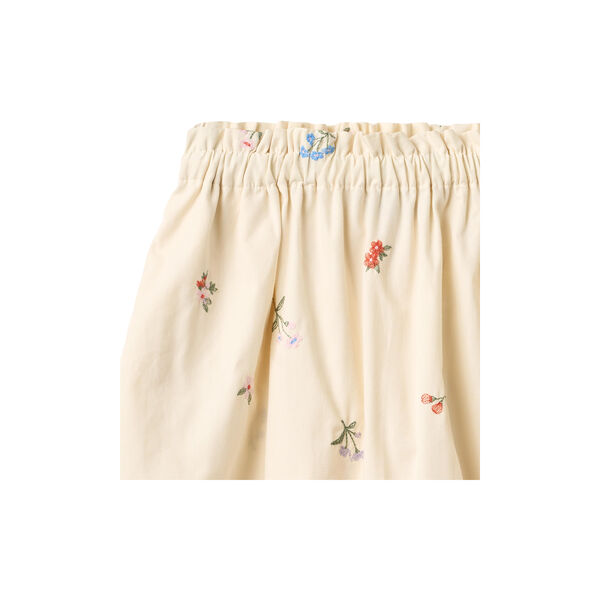 Skirt Nora, ivory embroidery flowers, Wheat
