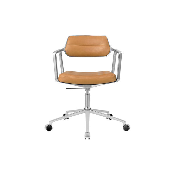 VIPP453 Swivel+ Chair with Castors, camel/polished aluminium, Vipp