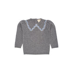 Cashmere  Blouse w. Collar Deco, dark grey/blue comb. Cashmere  Blouse w. Collar Deco, dark grey/blue comb., Copenhagen Colors Organics