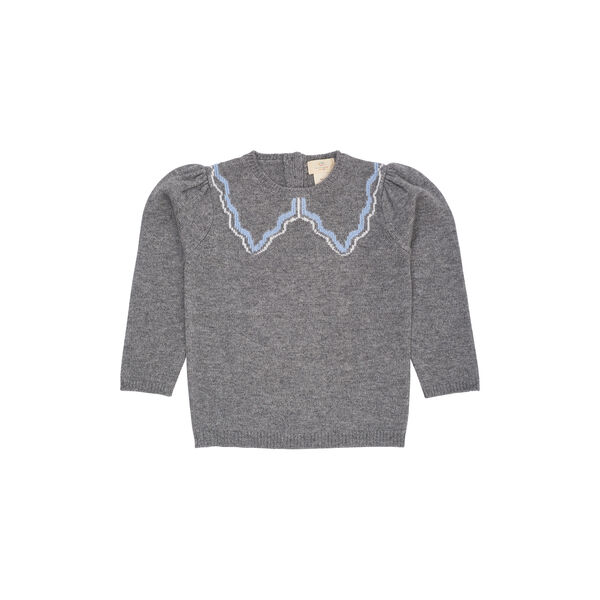 Cashmere  Blouse w. Collar Deco, dark grey/blue comb. Cashmere  Blouse w. Collar Deco, dark grey/blue comb., Copenhagen Colors Organics