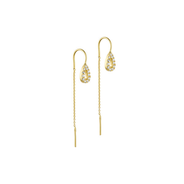 Maya chain earrings, gold plated/zircons, Pure by Nat