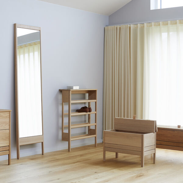 A Line Shoe Rack 72, white oiled oak, Form & Refine