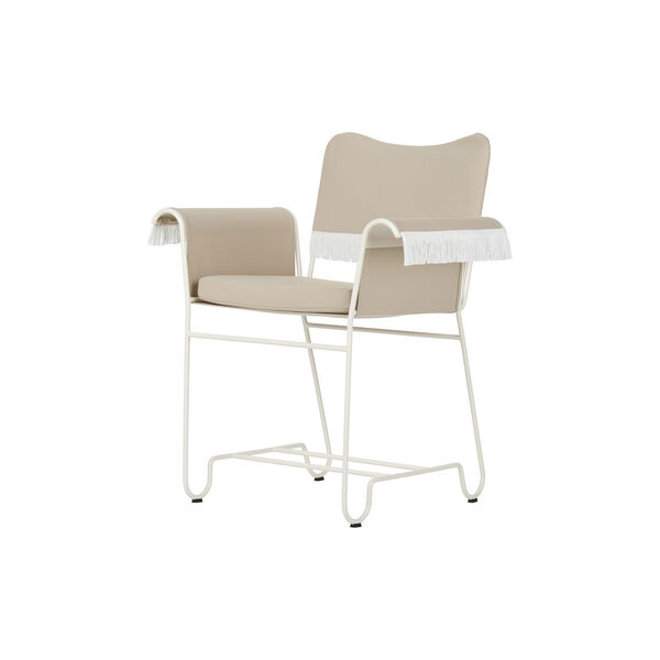 Tropique Dining Chair with Fringes, beige/classic white, GUBI