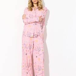 Zoe Trousers, pink sea creatures art print, HUNK&Oslash;N