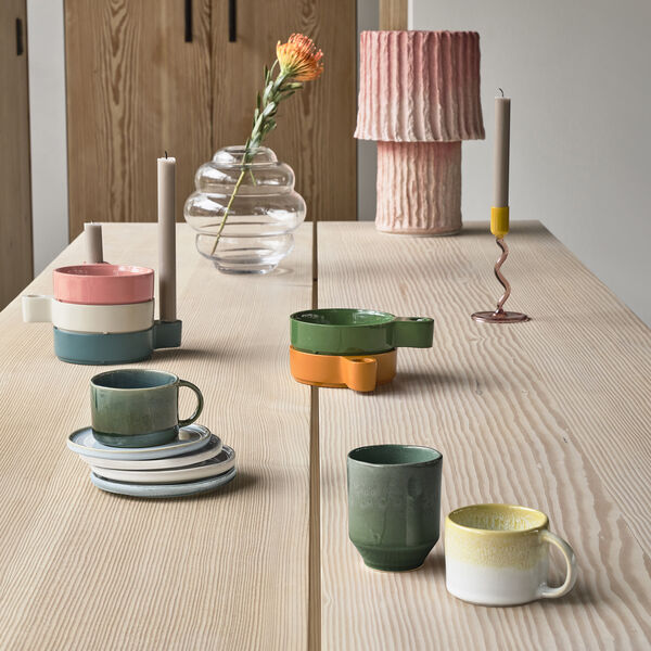 Styles espressokopp 2 st., gul/gr&auml;ddvit, Villa Collection